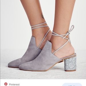 Free People Sparkler Mule Glitter Heel Grey